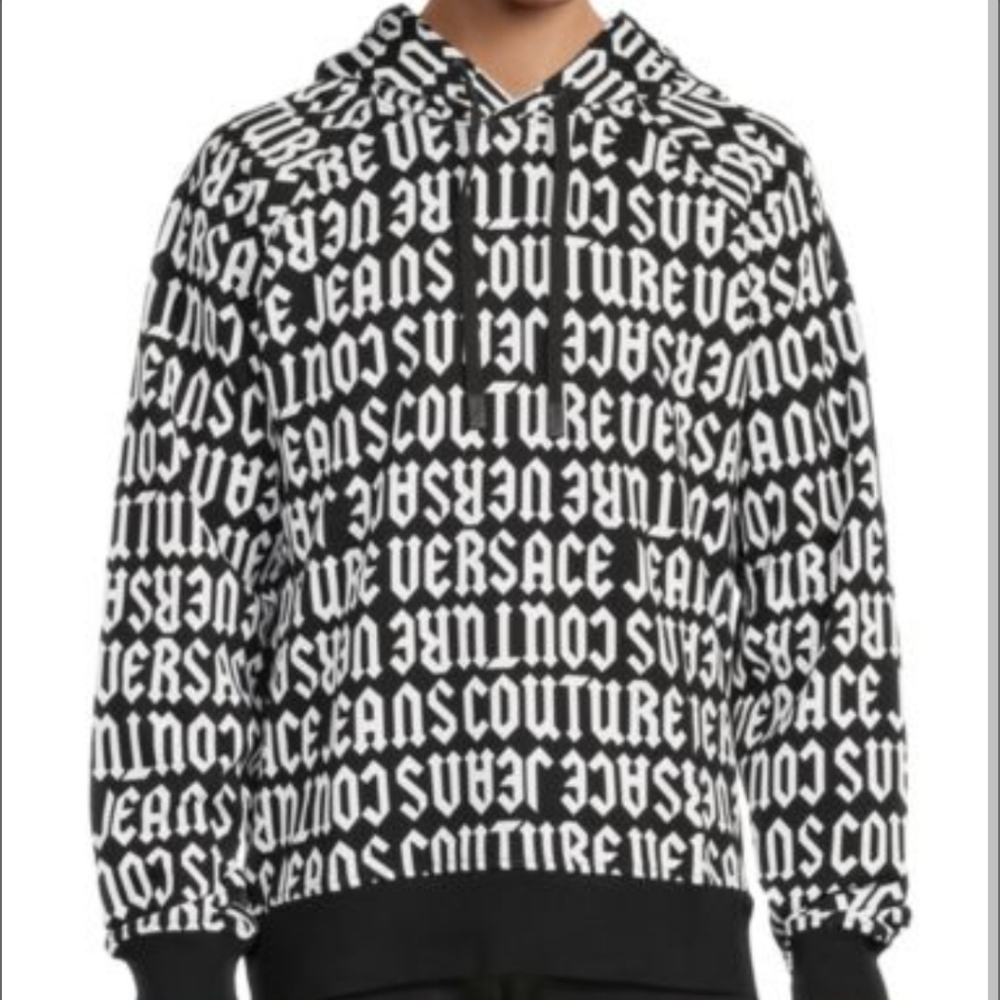 Versace Jeans Couture Relaxed Fit Monogram Fleece Hoodie All Over Print